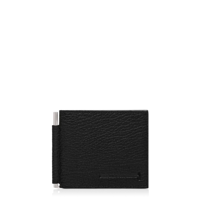 Printed Deer Leather Elongated T Line Money Clip Wallet