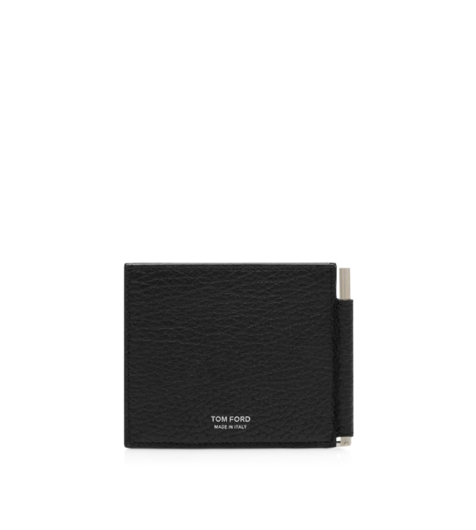 Printed Deer Leather Elongated T Line Money Clip Wallet