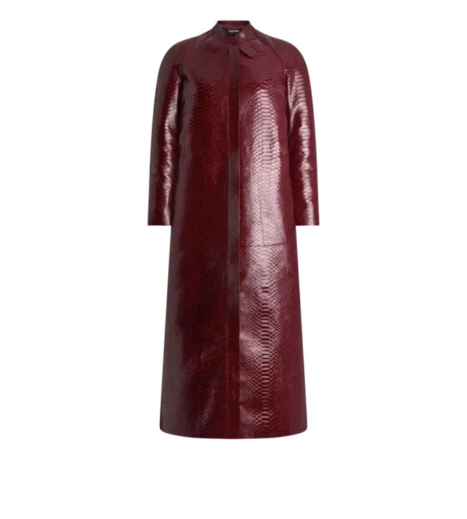Printed Leather and Washed Duchesse Biker Coat
