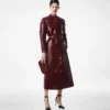 Printed Leather and Washed Duchesse Biker Coat
