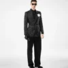 Satin Polka Dot Jacquard Double Pleat Pant