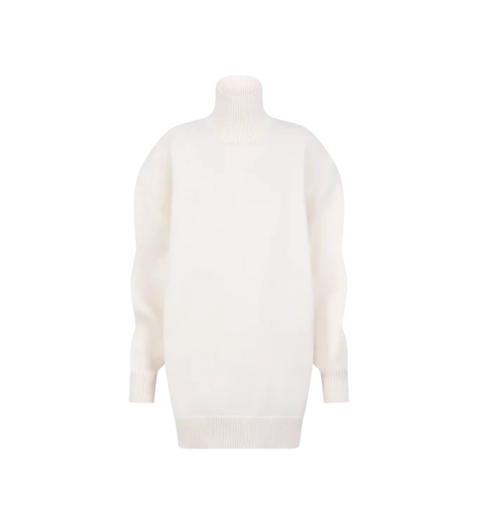 Sculptural Merino Blend Oversized Turtleneck Sweater Dress