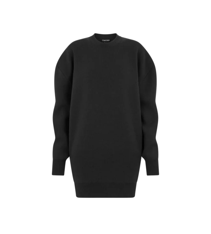 Sculptural Wool Cashmere Sweatshirt Mini Dress