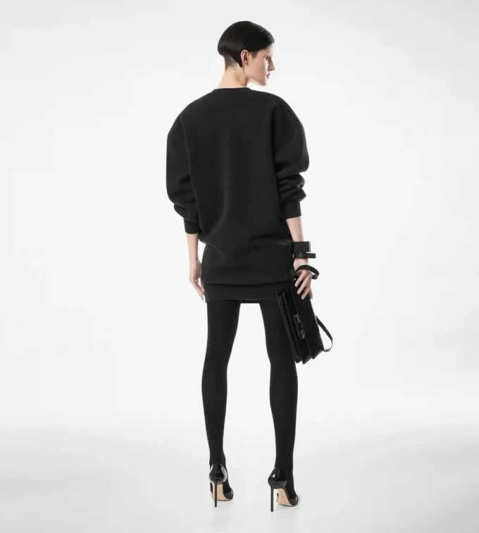 Sculptural Wool Cashmere Sweatshirt Mini Dress