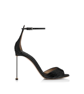 Semi Shiny Printed Python Spire Ankle Strap Sandal