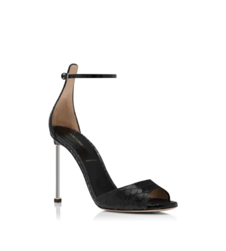 Semi Shiny Printed Python Spire Ankle Strap Sandal
