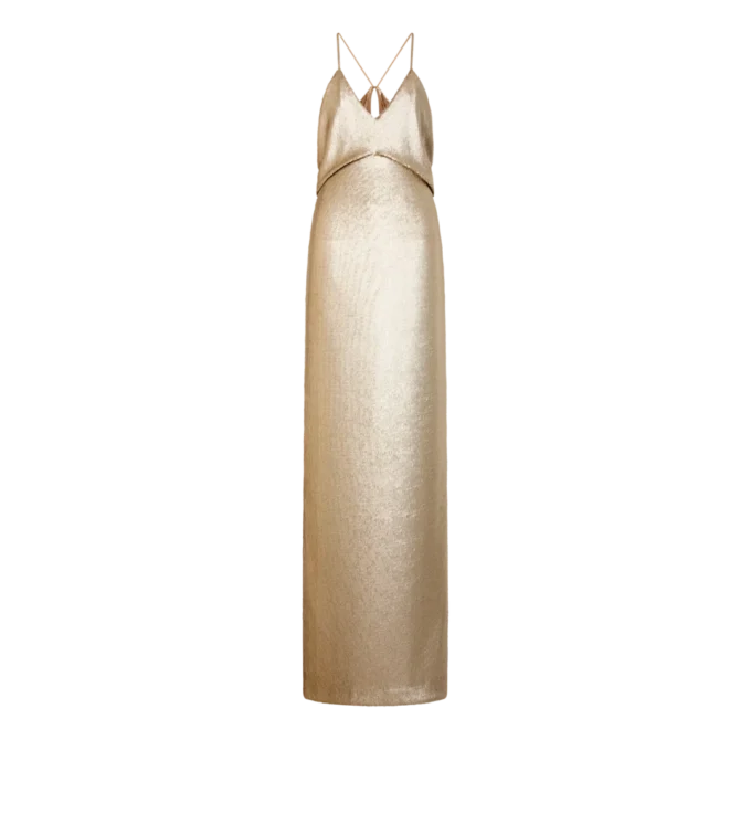 Sequin Embroidery V-Neck Evening Dress with Cut Out