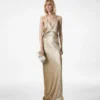 Sequin Embroidery V-Neck Evening Dress with Cut Out