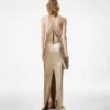 Sequin Embroidery V-Neck Evening Dress with Cut Out