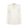 Shadow Stripe Wool Silk Double Breasted Peak Lapel Jacket