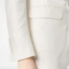 Shadow Stripe Wool Silk Double Breasted Peak Lapel Jacket