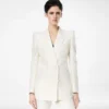 Shadow Stripe Wool Silk Double Breasted Peak Lapel Jacket