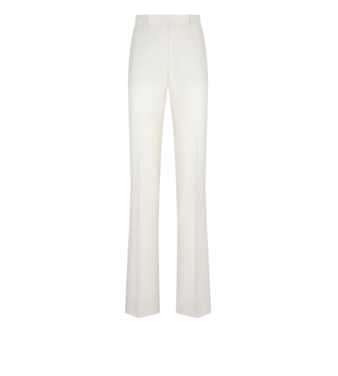 Shadow Stripe Wool Silk Tailored Straight Pants