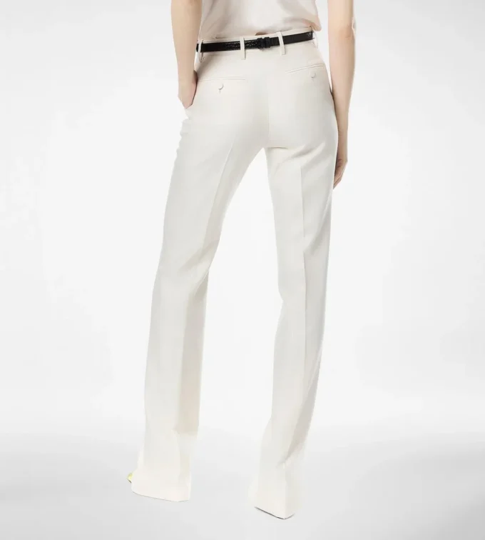 Shadow Stripe Wool Silk Tailored Straight Pants
