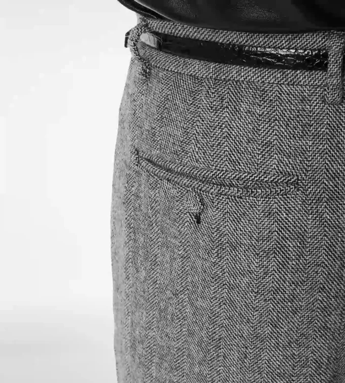 Sharkskin Herringbone Double Splittable Pant