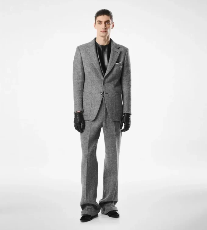 Sharkskin Herringbone Double Splittable Pant