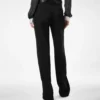 Sharp Grain De Poudre Relaxed Pleated Straight Pants