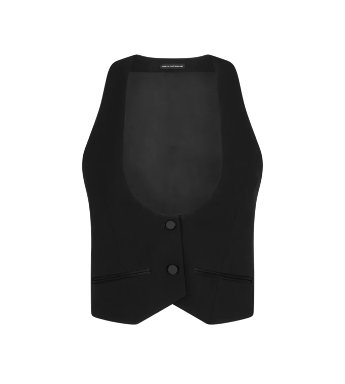 Sharp Grain De Poudre Tuxedo Waistcoat