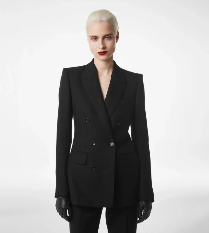 Sharp Herringbone Double Breasted Jacket