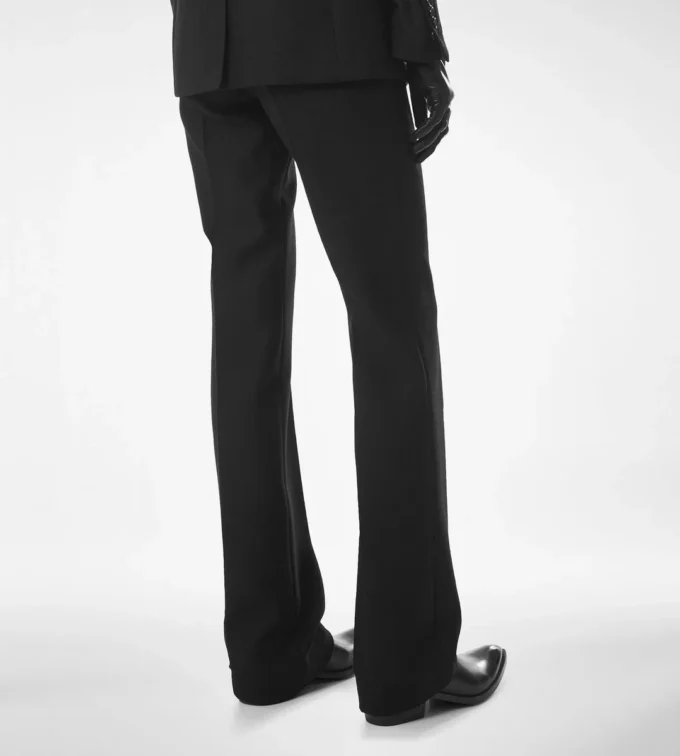 Sharp Herringbone Tailored Straight Pants