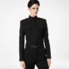 Sharp Wool Gabardine Officer Jacket with Piping