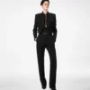 Sharp Wool Gabardine Officer Pants with Piping