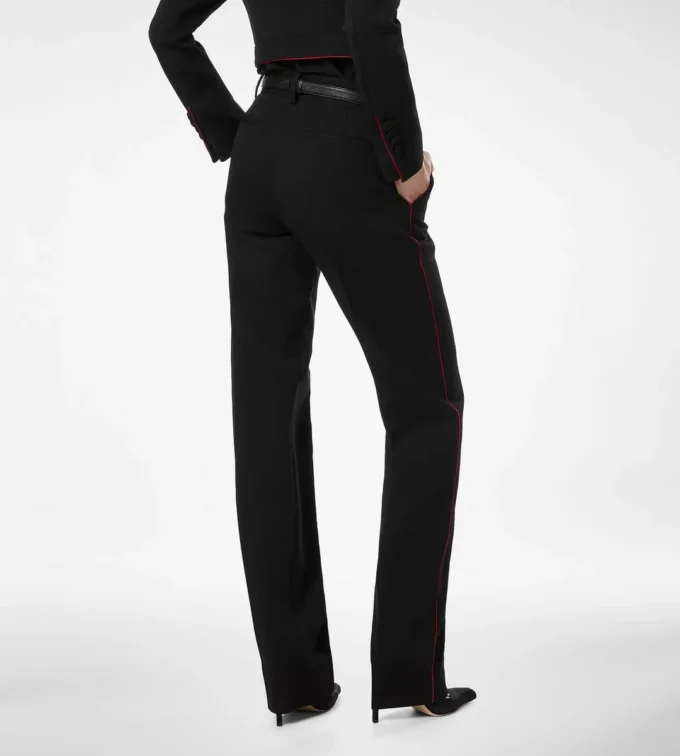 Sharp Wool Gabardine Officer Pants with Piping