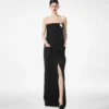 Sharp Wool Strapless Evening Dress