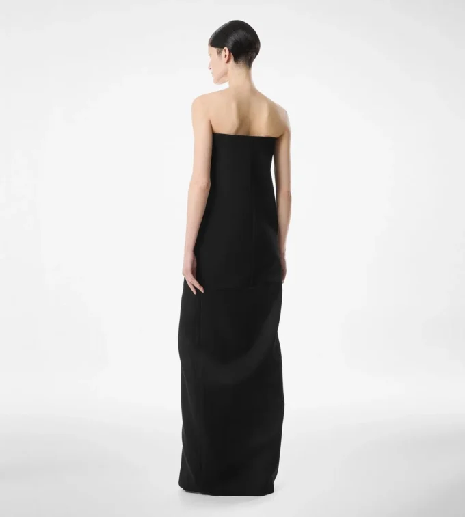 Sharp Wool Strapless Evening Dress