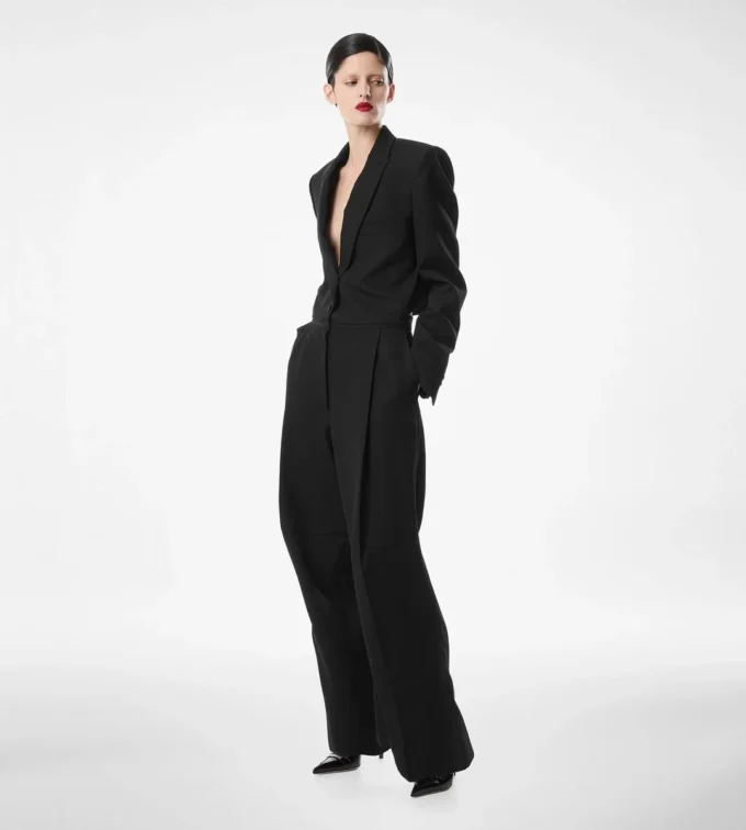 Sharp Wool Tuxedo Jumpsuit