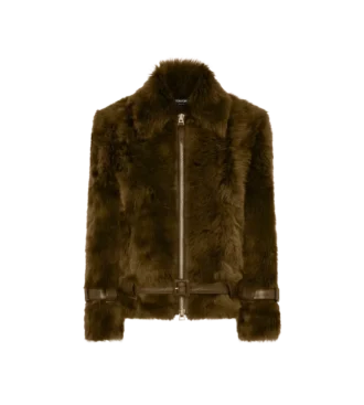 Shearling Blouson with Leather Details