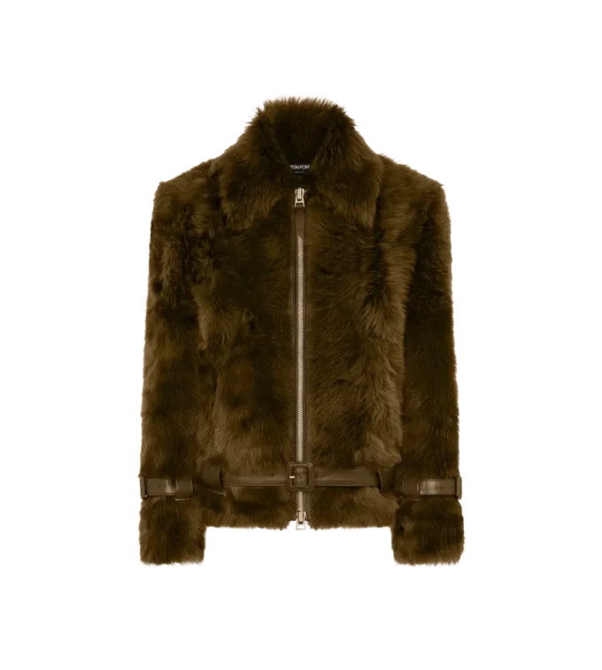 Shearling Blouson with Leather Details