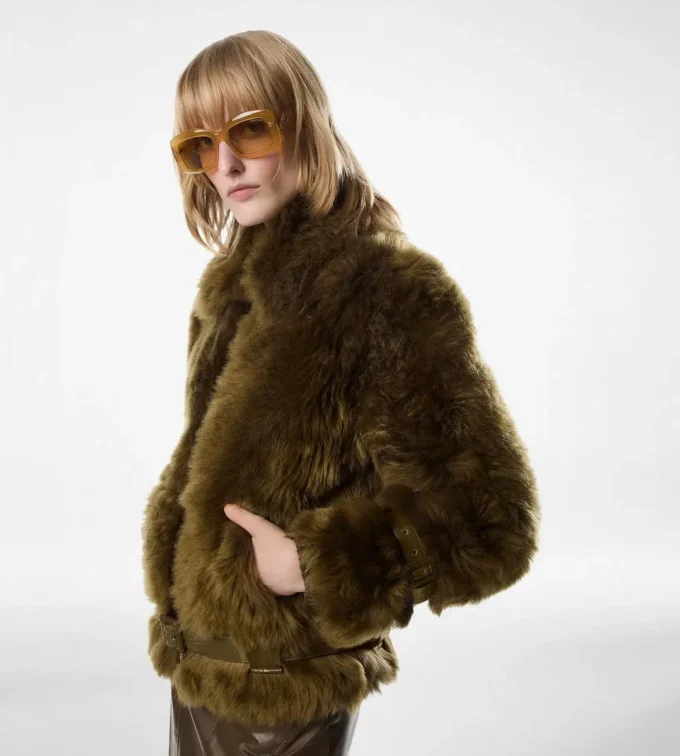 Shearling Blouson with Leather Details