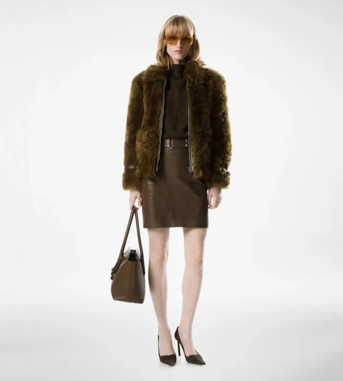 Shearling Blouson with Leather Details