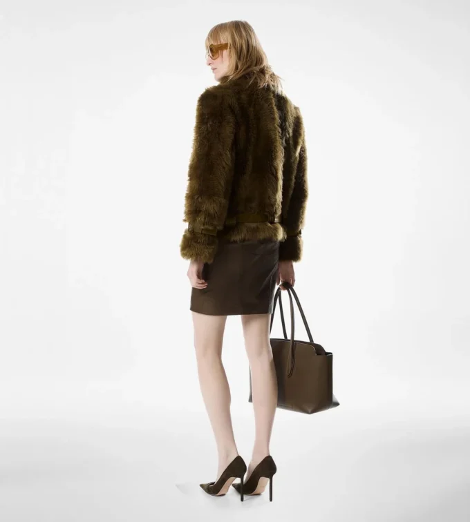 Shearling Blouson with Leather Details