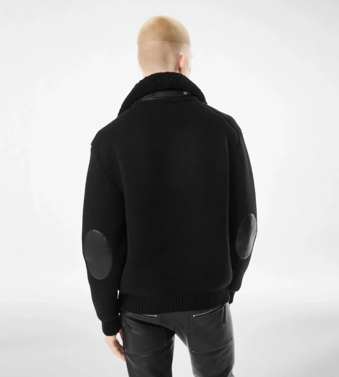 Shearling Collar Cashmere Cardigan