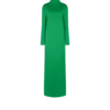 Shiny Crepe Mock Neck Column Evening Dress