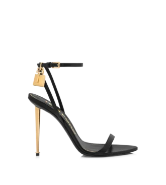 Shiny Leather Padlock Pointy Naked Sandal