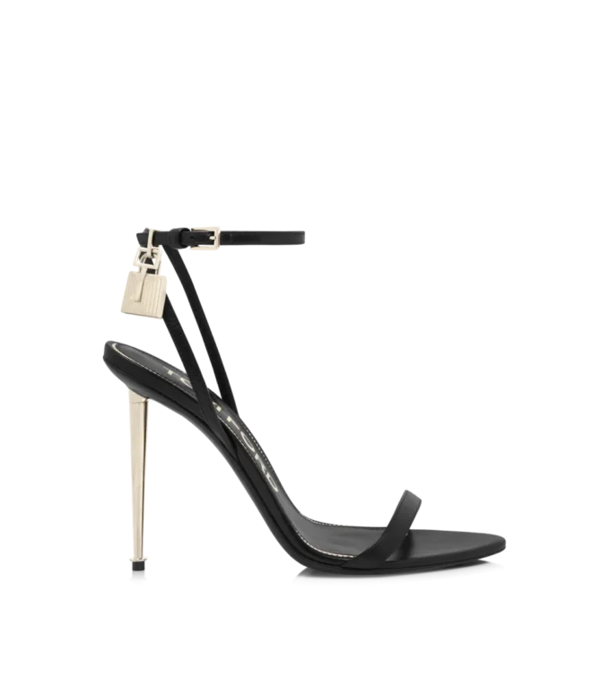 Shiny Leather Padlock Pointy Naked Sandal
