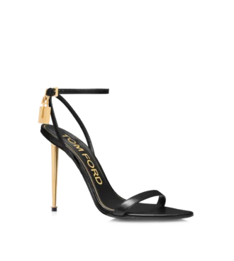 Shiny Leather Padlock Pointy Naked Sandal