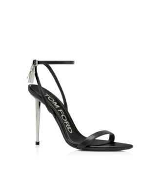 Shiny Leather Padlock Pointy Naked Sandal