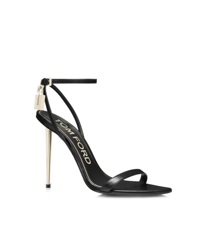 Shiny Leather Padlock Pointy Naked Sandal