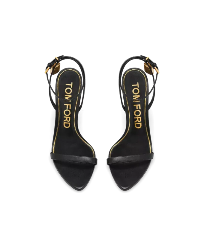Shiny Leather Padlock Pointy Naked Sandal