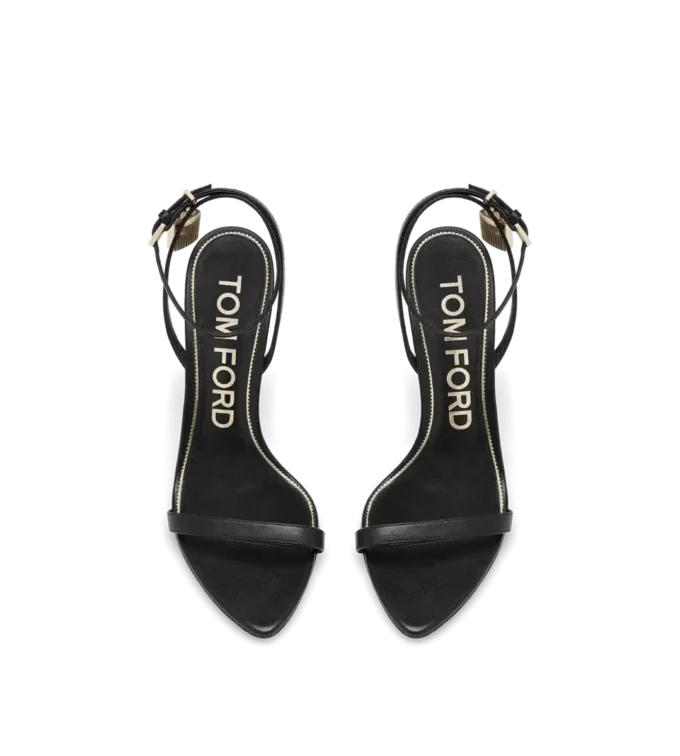 Shiny Leather Padlock Pointy Naked Sandal