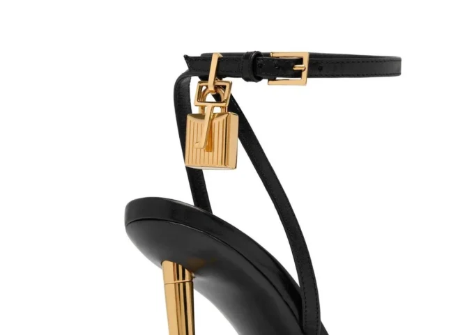 Shiny Leather Padlock Pointy Naked Sandal