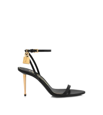 Shiny Leather Padlock Pointy Naked Sandal 85Mm