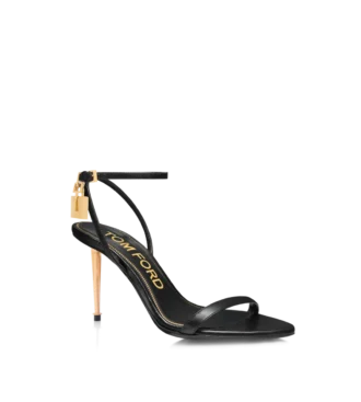 Shiny Leather Padlock Pointy Naked Sandal 85Mm