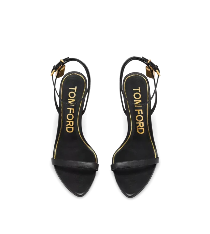 Shiny Leather Padlock Pointy Naked Sandal 85Mm