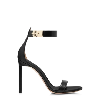 Shiny Leather T Latch Ankle Strap Sandal