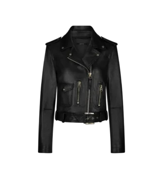 Shiny Plonge Leather Biker Jacket